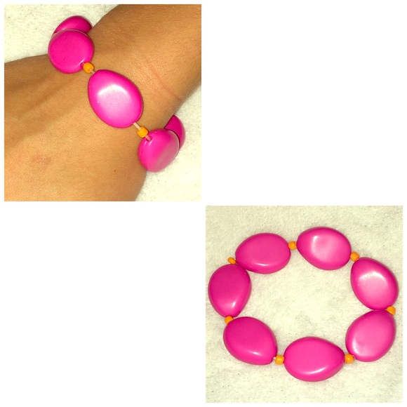 Chunky hot pink and orange bracelet. - Picture 1 of 1